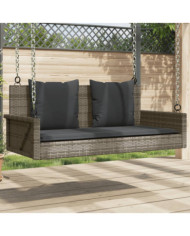 Balancelle avec coussins gris 119x56x48 cm résine tressée | Mobilier & Déco