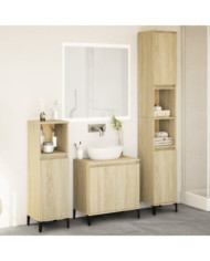 Ensemble de meubles de salle de bain 3 pcs chêne sonoma | Mobilier & Déco
