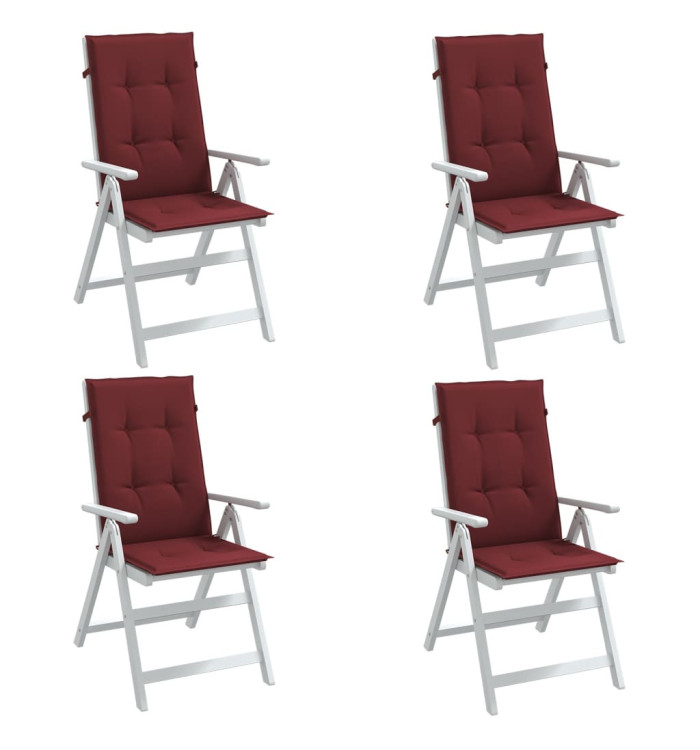Coussins de chaise dossier haut lot de 4 rouge bordeaux mélangé | Mobilier & Déco