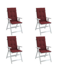 Coussins de chaise dossier haut lot de 4 rouge bordeaux mélangé | Mobilier & Déco