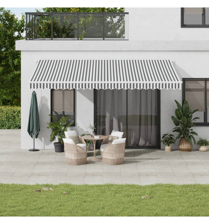 Auvent manuel rétractable anthracite et blanc 500x350 cm | Mobilier & Déco