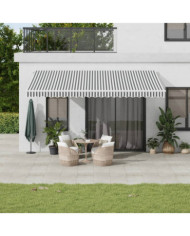 Auvent manuel rétractable anthracite et blanc 500x350 cm | Mobilier & Déco