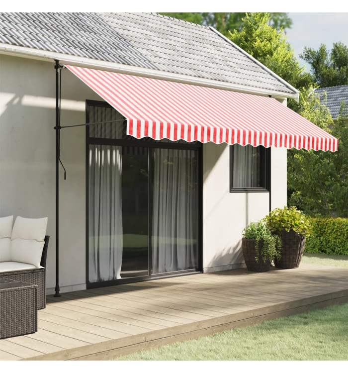 Tissu de remplacement de cantonnière d’auvent rouge blanc 4 m | Mobilier & Déco