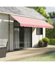 Tissu de remplacement de cantonnière d’auvent rouge blanc 4 m | Mobilier & Déco