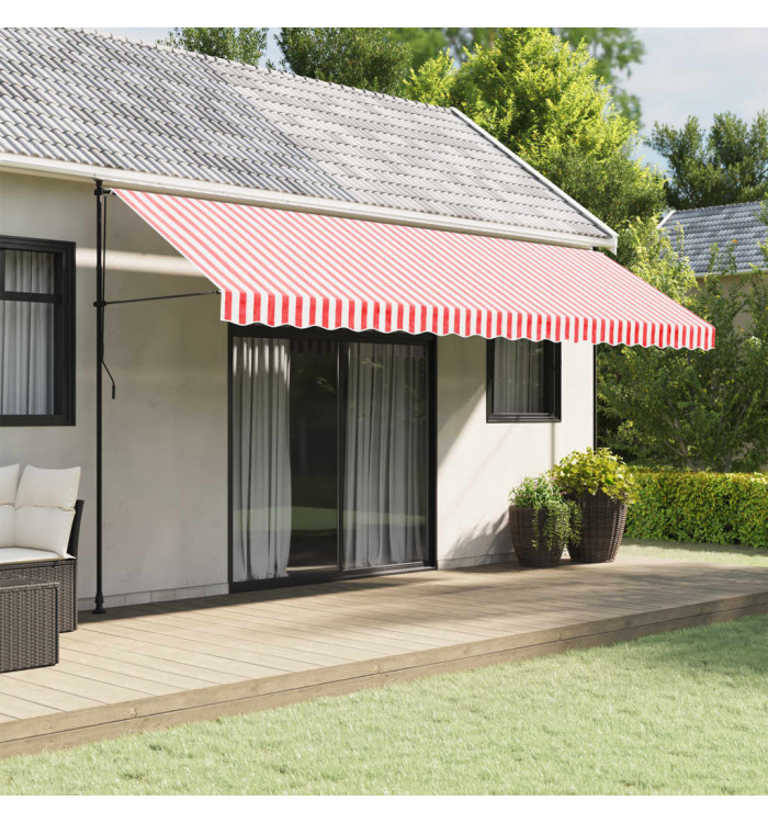 Tissu de remplacement de cantonnière d’auvent rouge blanc 5 m | Mobilier & Déco