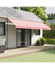 Tissu de remplacement de cantonnière d’auvent rouge blanc 5 m | Mobilier & Déco