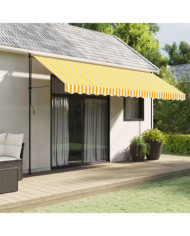 Tissu de remplacement de cantonnière d’auvent jaune blanc 4,5 m | Mobilier & Déco