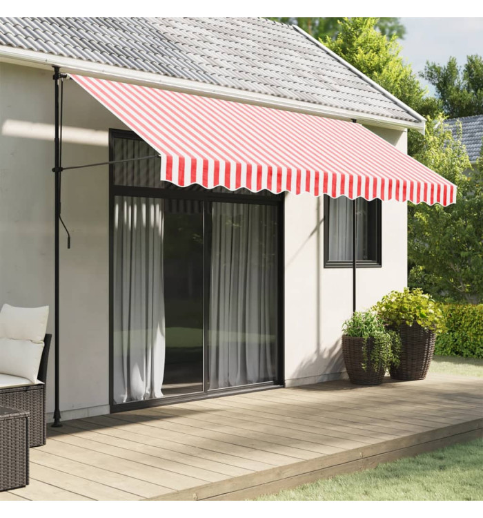 Tissu de remplacement de cantonnière d’auvent rouge blanc 3,5 m | Mobilier & Déco