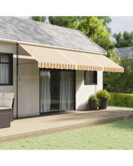 Tissu de remplacement de cantonnière d’auvent rayure jaune gris | Mobilier & Déco