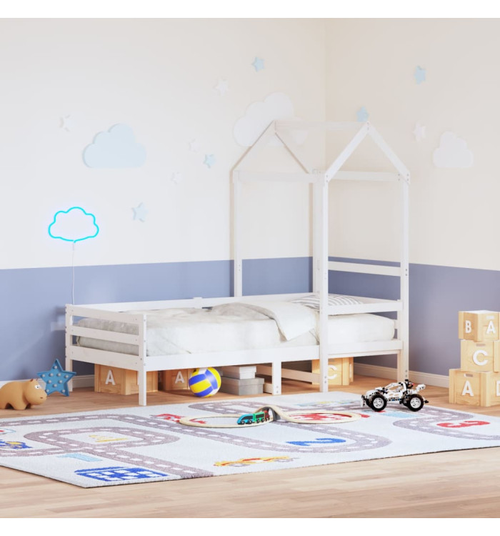 Toit de lit pour enfants blanc 98x70x176,5cm bois de pin massif | Mobilier & Déco