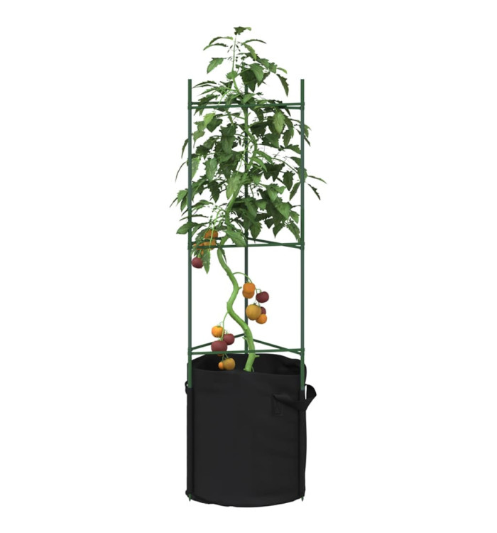 Cages à tomates avec sacs à plantes 6 pcs 116 cm acier et PP | Mobilier & Déco