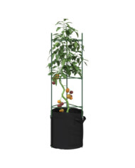 Cages à tomates avec sacs à plantes 6 pcs 116 cm acier et PP | Mobilier & Déco
