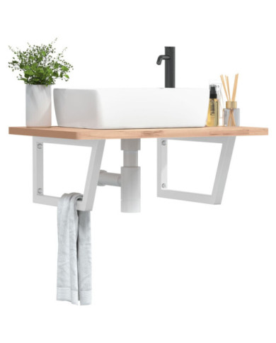 Supports d'étagères pour lavabo 2 pcs blanc trapèze acier | Mobilier & Déco