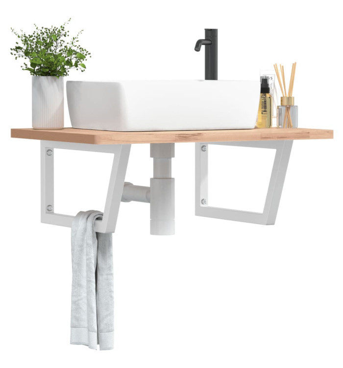 Supports d'étagères pour lavabo 2 pcs blanc trapèze acier | Mobilier & Déco