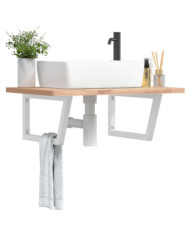 Supports d'étagères pour lavabo 2 pcs blanc trapèze acier | Mobilier & Déco
