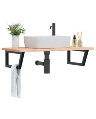 Étagère de vasque murale acier et bois massif de hêtre | Mobilier & Déco