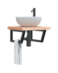 Étagère de vasque murale acier et bois massif de hêtre | Mobilier & Déco