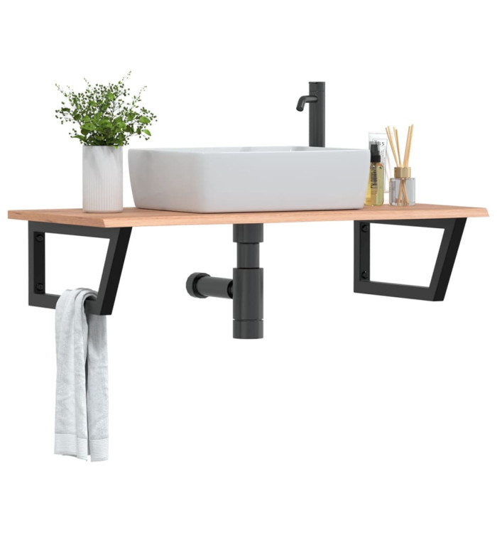Étagère de vasque murale acier et bois de chêne massif | Mobilier & Déco
