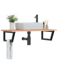 Étagère de vasque murale acier et bois de chêne massif | Mobilier & Déco