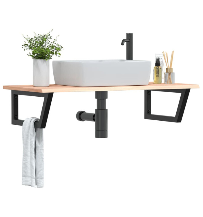 Étagère de vasque murale acier et bois de chêne massif | Mobilier & Déco