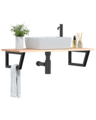 Étagère de vasque murale acier et bois de chêne massif | Mobilier & Déco
