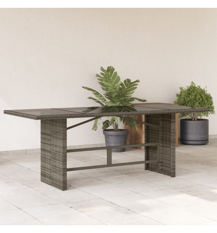Table de jardin avec dessus en verre gris résine tressée | Mobilier & Déco
