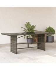 Table de jardin avec dessus en verre gris résine tressée | Mobilier & Déco
