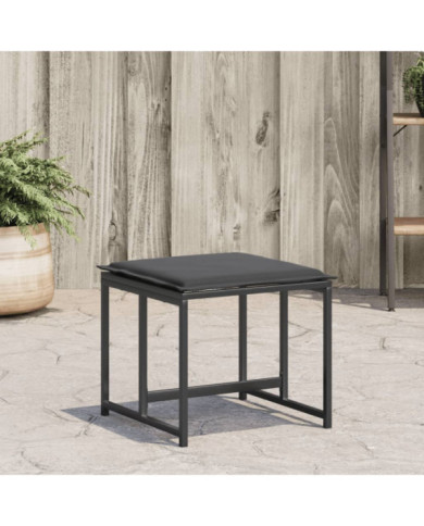 Tabourets de jardin avec coussins lot de 4 noir acier/textilène | Mobilier & Déco