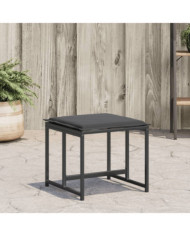 Tabourets de jardin avec coussins lot de 4 noir acier/textilène | Mobilier & Déco