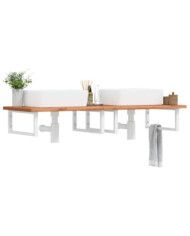 Étagère de vasque murale acier et bois massif de hêtre | Mobilier & Déco
