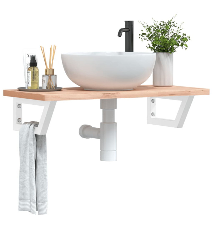 Supports d'étagères pour lavabo 2 pcs blanc trapèze acier | Mobilier & Déco