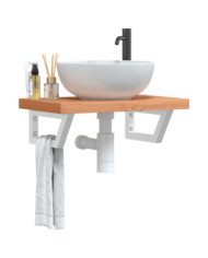 Étagère de vasque murale acier et bois massif de hêtre | Mobilier & Déco