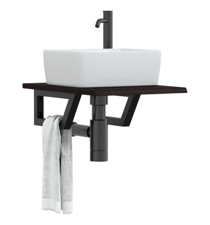 Étagère de vasque murale acier et bois de chêne massif | Mobilier & Déco