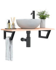 Étagère de vasque murale acier et bois de chêne massif | Mobilier & Déco