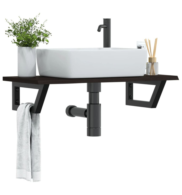 Étagère de vasque murale acier et bois de chêne massif | Mobilier & Déco