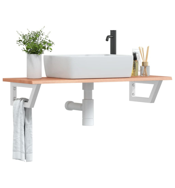 Étagère de vasque murale acier et bois de chêne massif | Mobilier & Déco