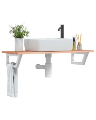 Étagère de vasque murale acier et bois de chêne massif | Mobilier & Déco