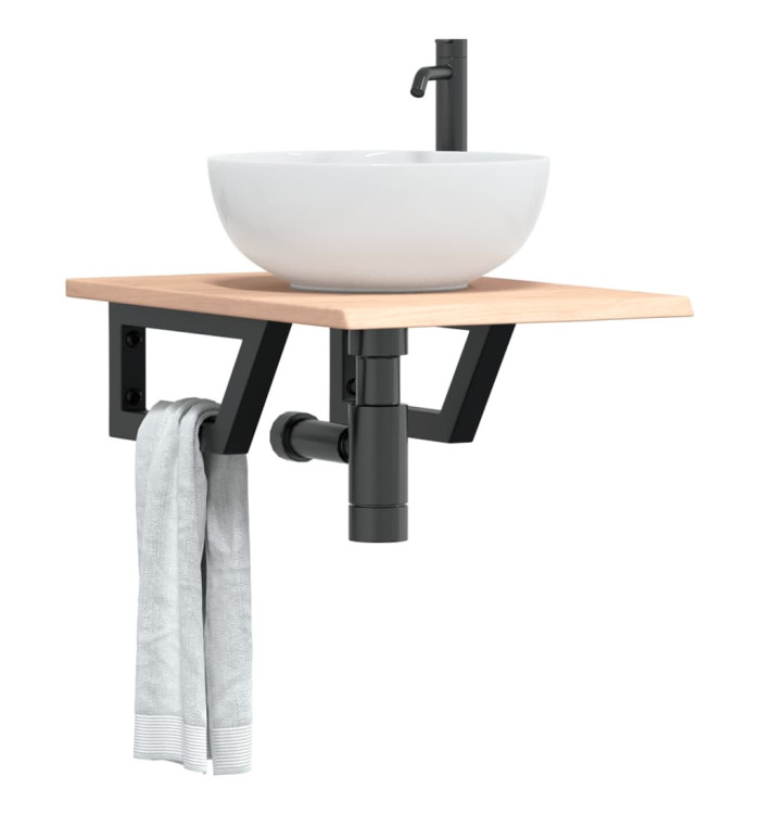 Étagère de vasque murale acier et bois de chêne massif | Mobilier & Déco