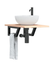 Étagère de vasque murale acier et bois de chêne massif | Mobilier & Déco