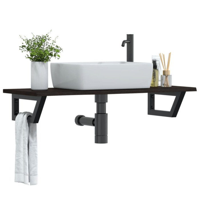 Étagère de vasque murale acier et bois de chêne massif | Mobilier & Déco