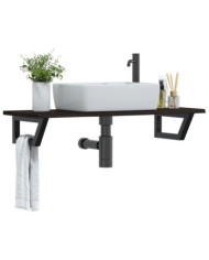 Étagère de vasque murale acier et bois de chêne massif | Mobilier & Déco