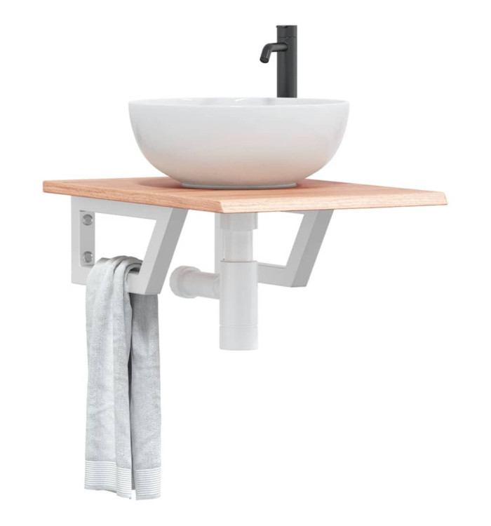 Étagère de vasque murale acier et bois de chêne massif | Mobilier & Déco