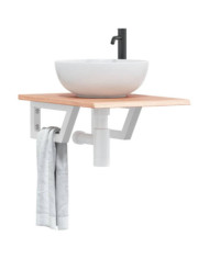 Étagère de vasque murale acier et bois de chêne massif | Mobilier & Déco