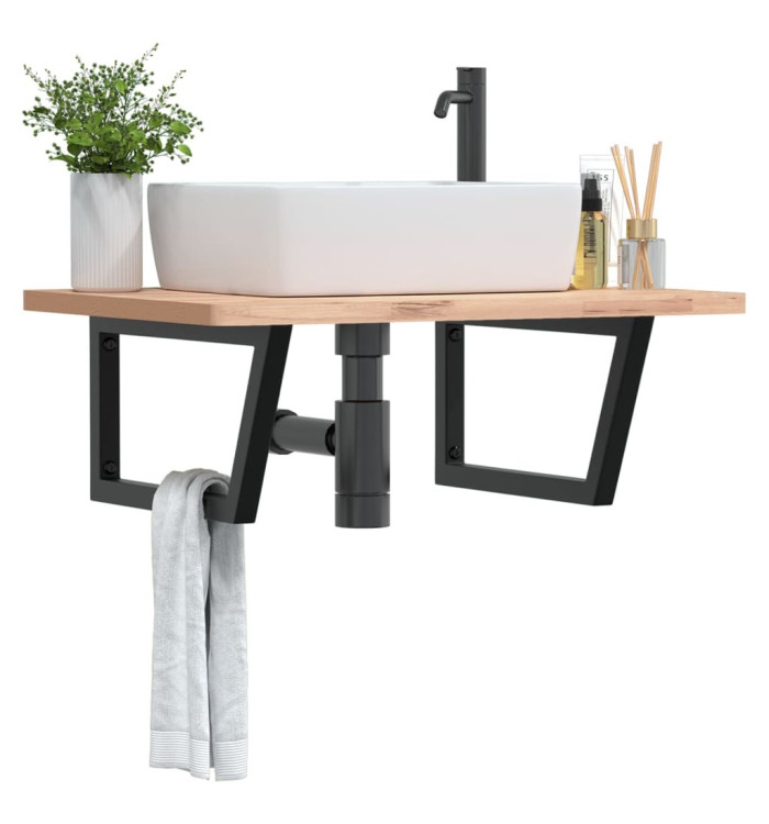 Supports d'étagères pour lavabo 2 pcs noir trapèze acier | Mobilier & Déco