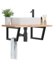 Supports d'étagères pour lavabo 2 pcs noir trapèze acier | Mobilier & Déco