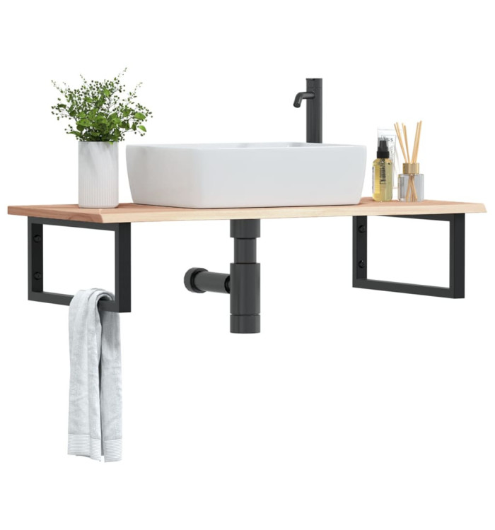Étagère de vasque murale acier et bois de chêne massif | Mobilier & Déco