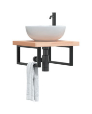 Étagère de vasque murale acier et bois massif de hêtre | Mobilier & Déco