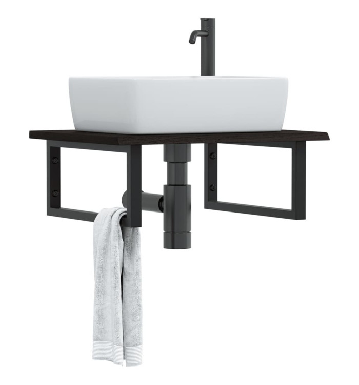 Étagère de vasque murale acier et bois de chêne massif | Mobilier & Déco