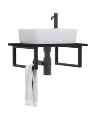 Étagère de vasque murale acier et bois de chêne massif | Mobilier & Déco