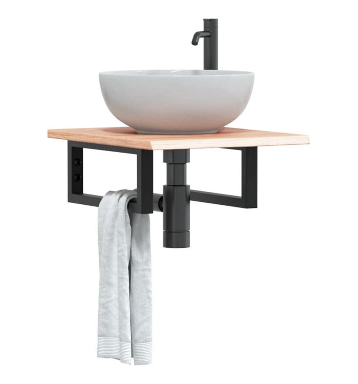 Étagère de vasque murale acier et bois de chêne massif | Mobilier & Déco